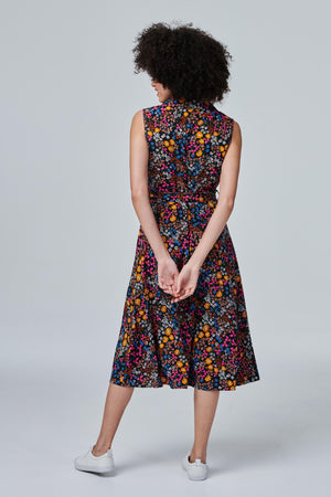Orange | Floral Sleeveless Shirt Dress