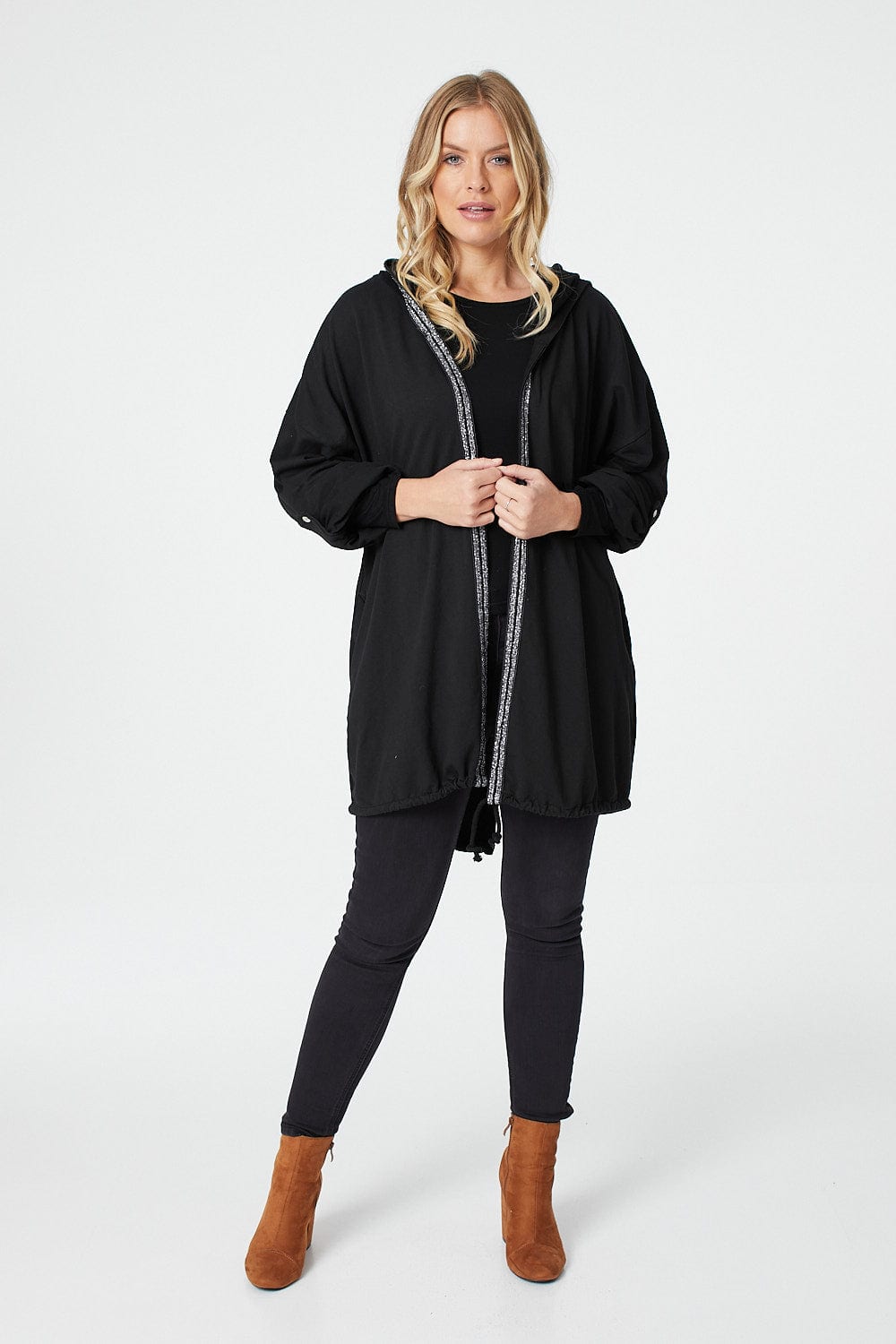 Black | Sequin Embellished Wings Cardigan