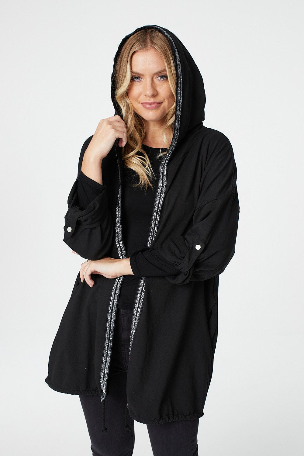 Black | Sequin Embellished Wings Cardigan