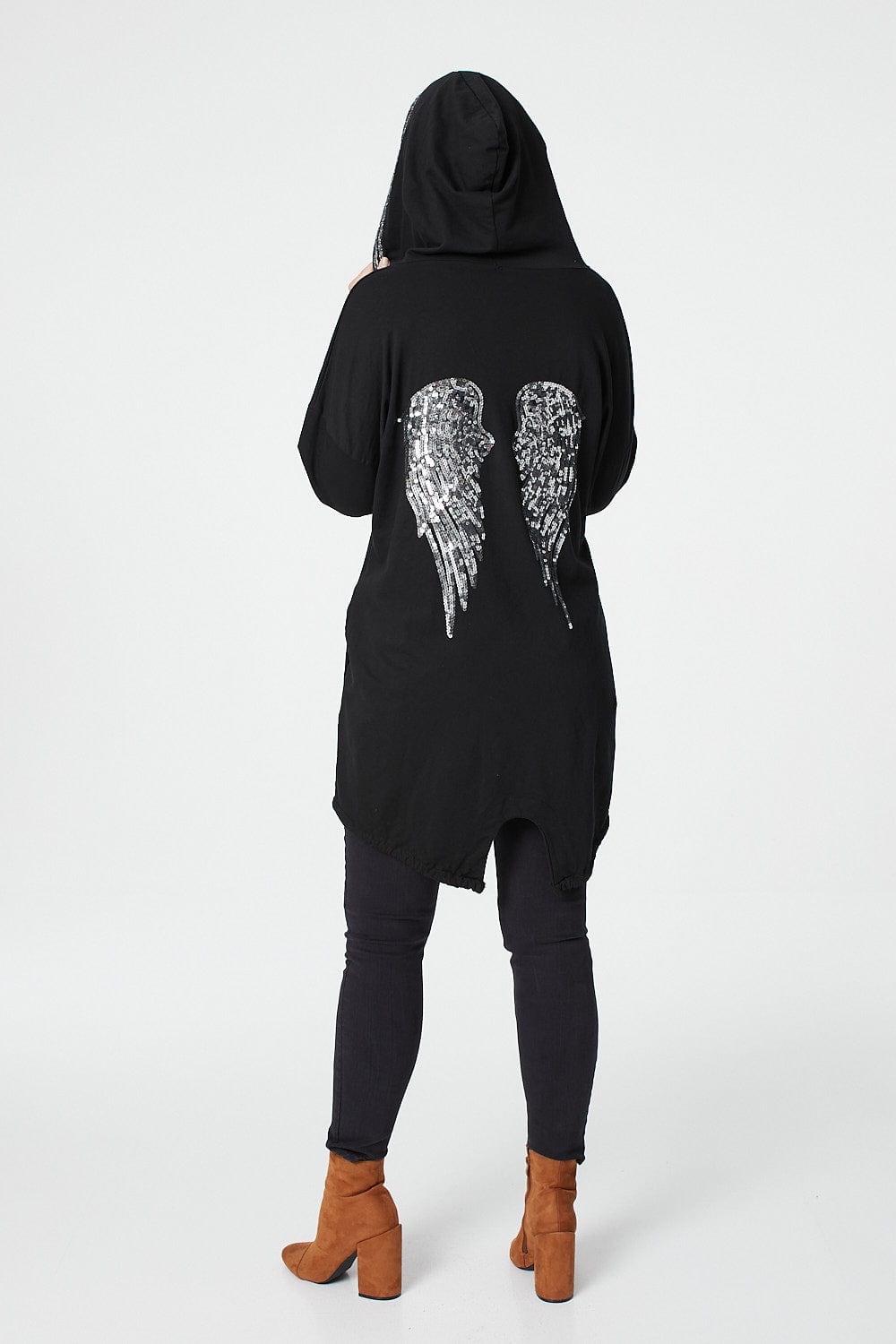 Black | Sequin Embellished Wings Cardigan