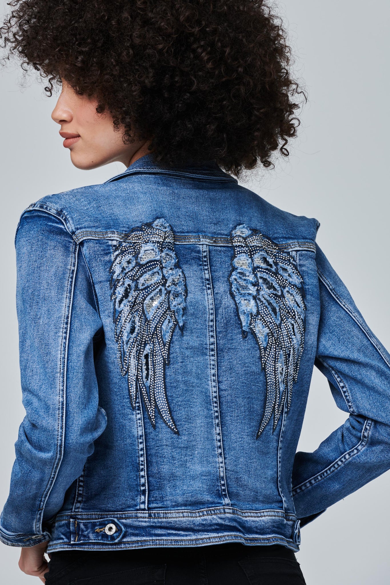 Blue | Denim Jacket with Embellished Back