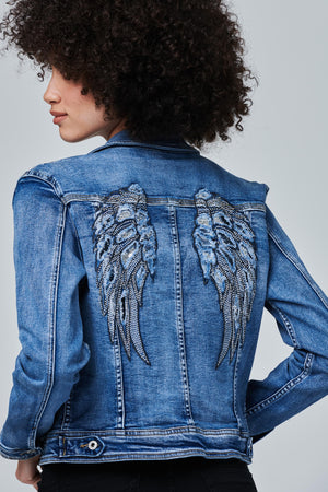 Blue | Denim Jacket with Embellished Back