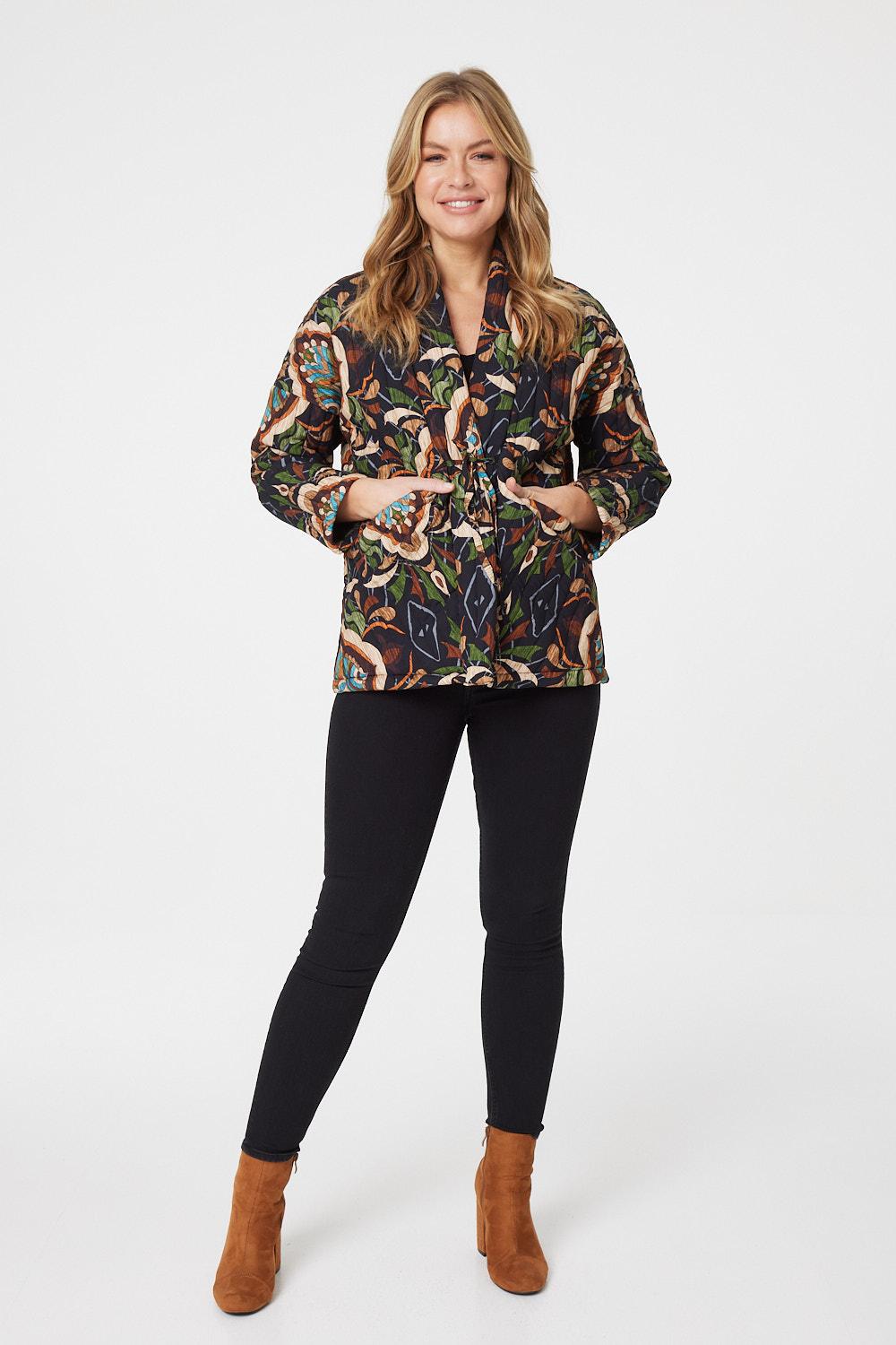 Navy | Vintage Print Quilted Jacket