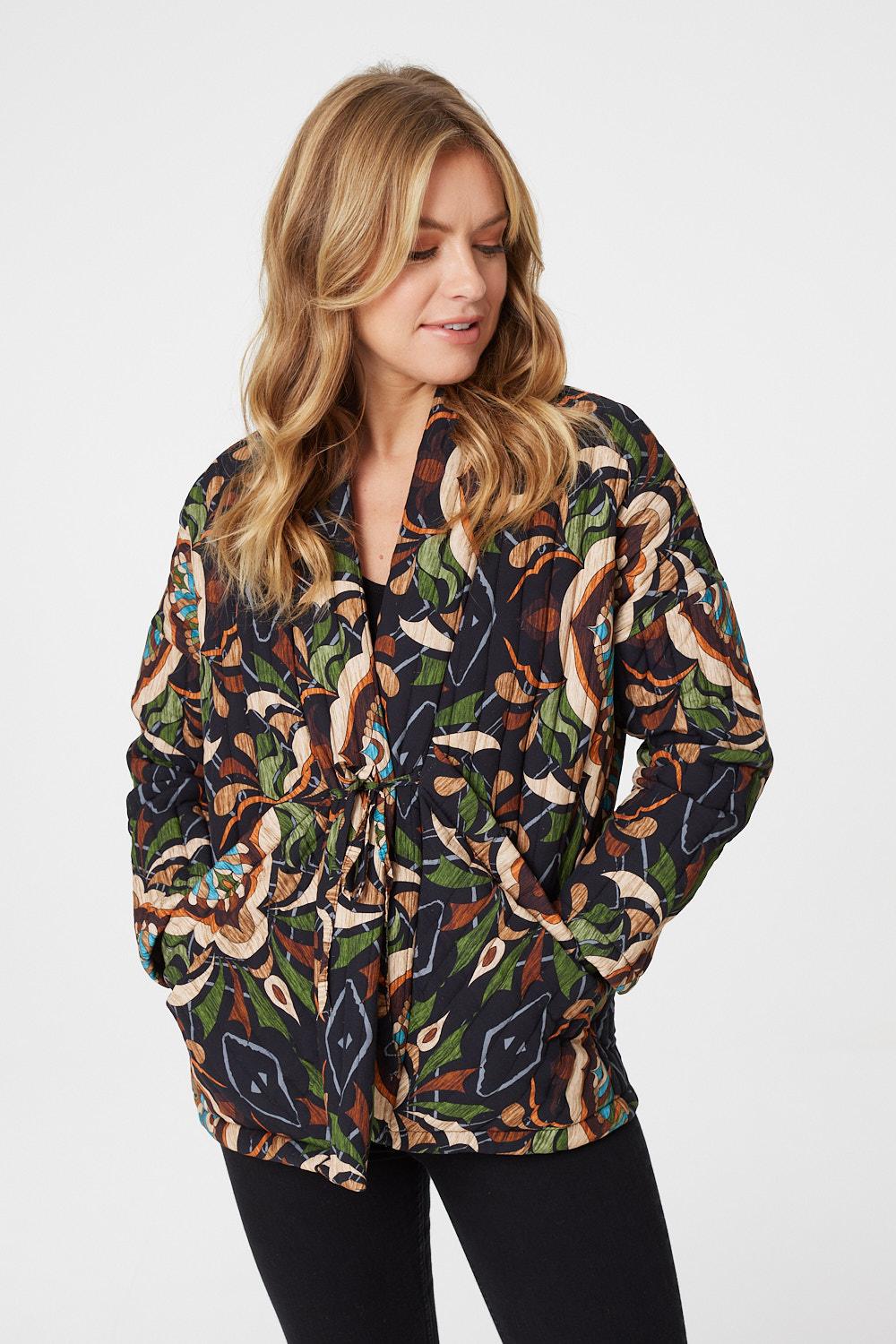 Navy | Vintage Print Quilted Jacket