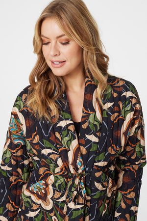 Navy | Vintage Print Quilted Jacket