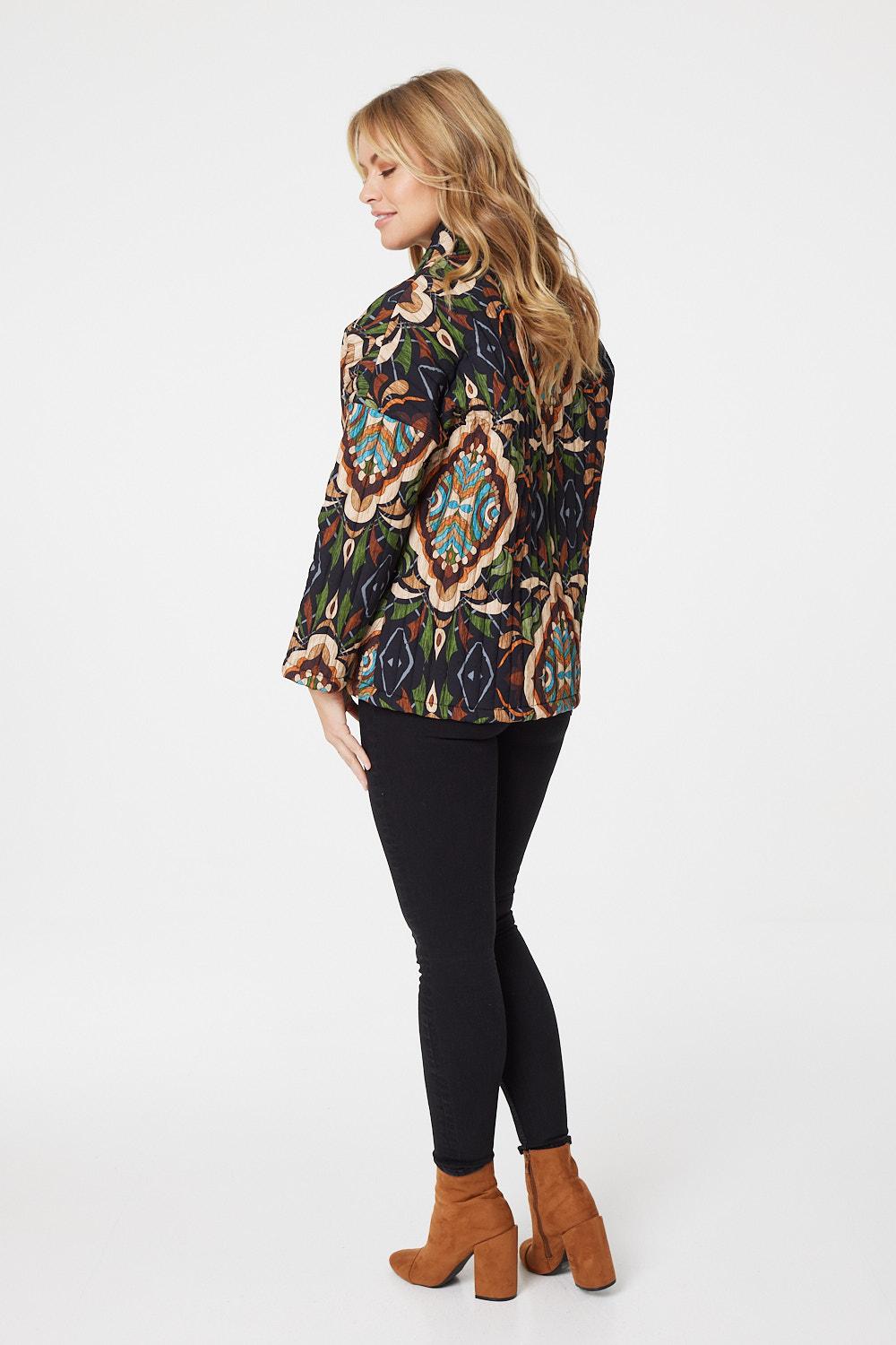 Navy | Vintage Print Quilted Jacket