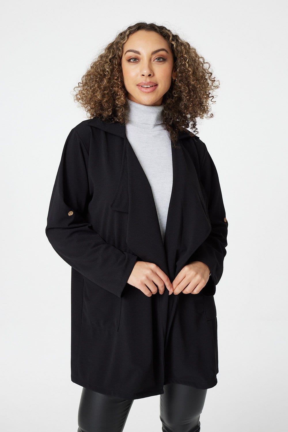 Black | Tie Front Duster Jacket