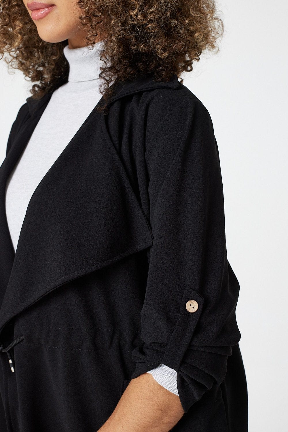 Black | Tie Front Duster Jacket