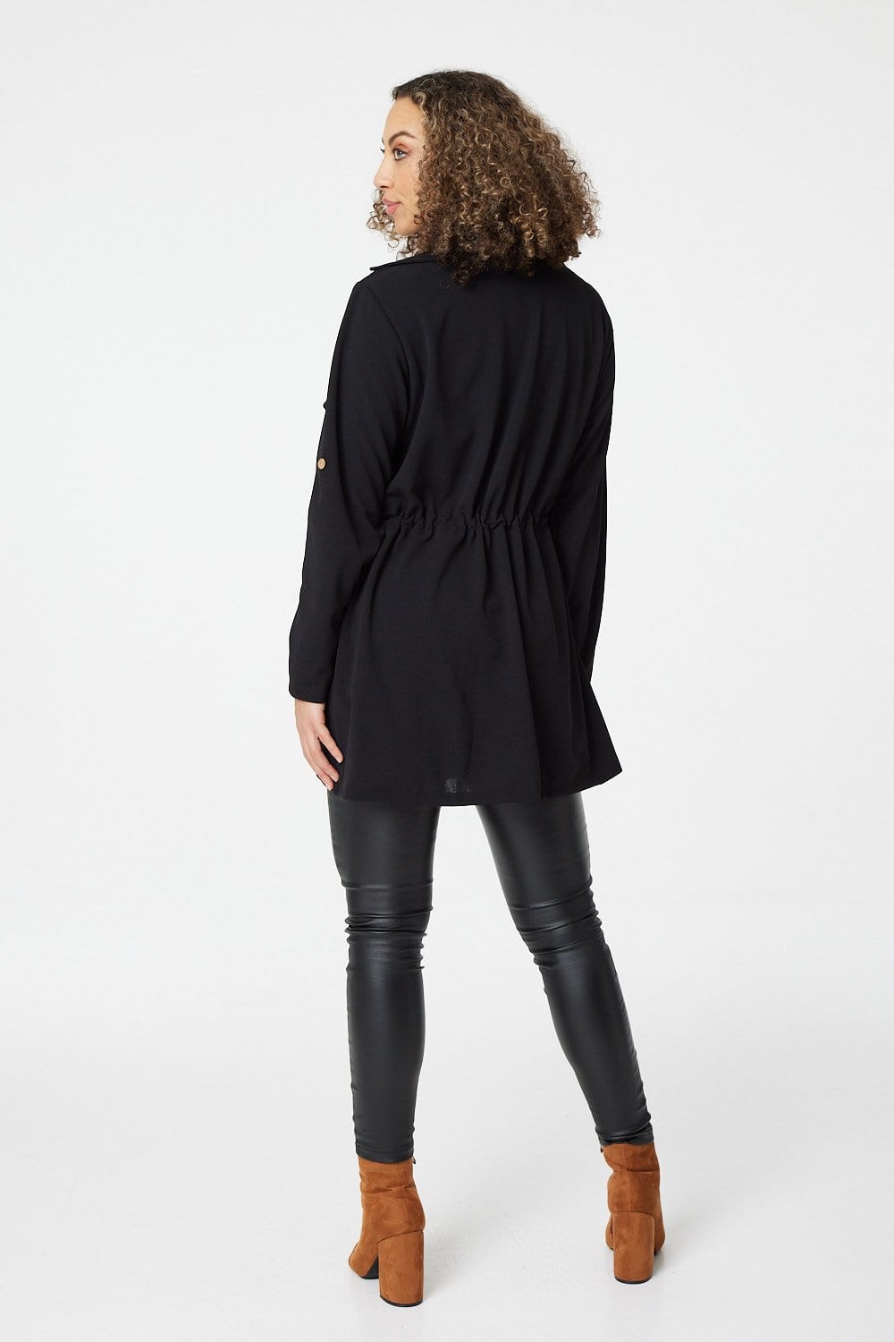 Black | Tie Front Duster Jacket