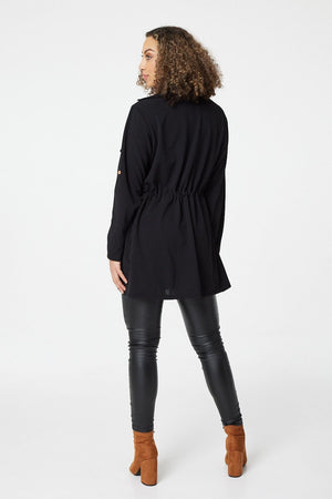 Black | Tie Front Duster Jacket