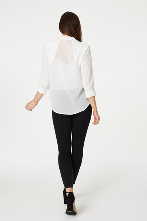 White | Sheer Cropped Open Front Jacket