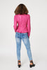 Pink | Frilled Front Faux Leather Jacket