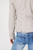 Stone | Frilled Front Faux Leather Jacket