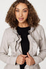 Stone | Frilled Front Faux Leather Jacket