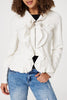 White | Frilled Front Faux Leather Jacket