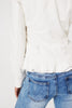 White | Frilled Front Faux Leather Jacket