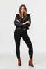 Black | Zip Front Faux Leather Jacket : Model is 5'9