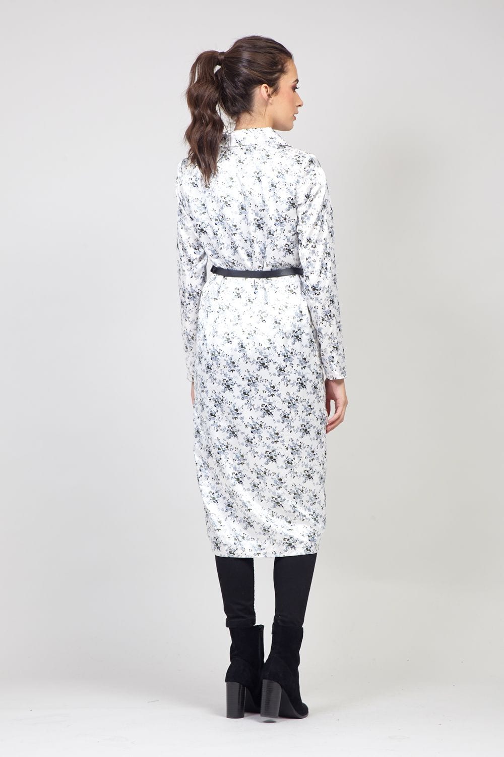 White | Floral Trench Coat