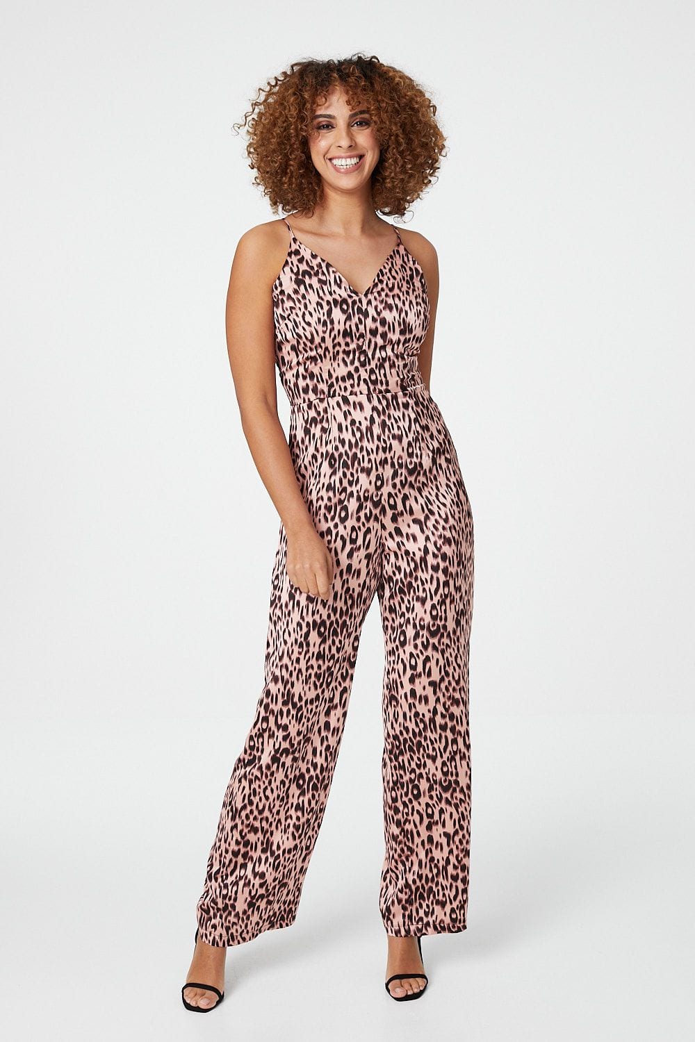 Pink | Animal Print Jumpsuit : Model is 5'9.5"/176 cm and wears UK8/EU36/US4/AUS8