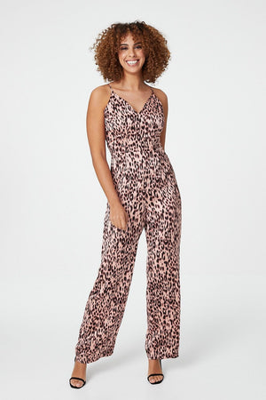 Pink | Animal Print Jumpsuit : Model is 5'9.5"/176 cm and wears UK8/EU36/US4/AUS8