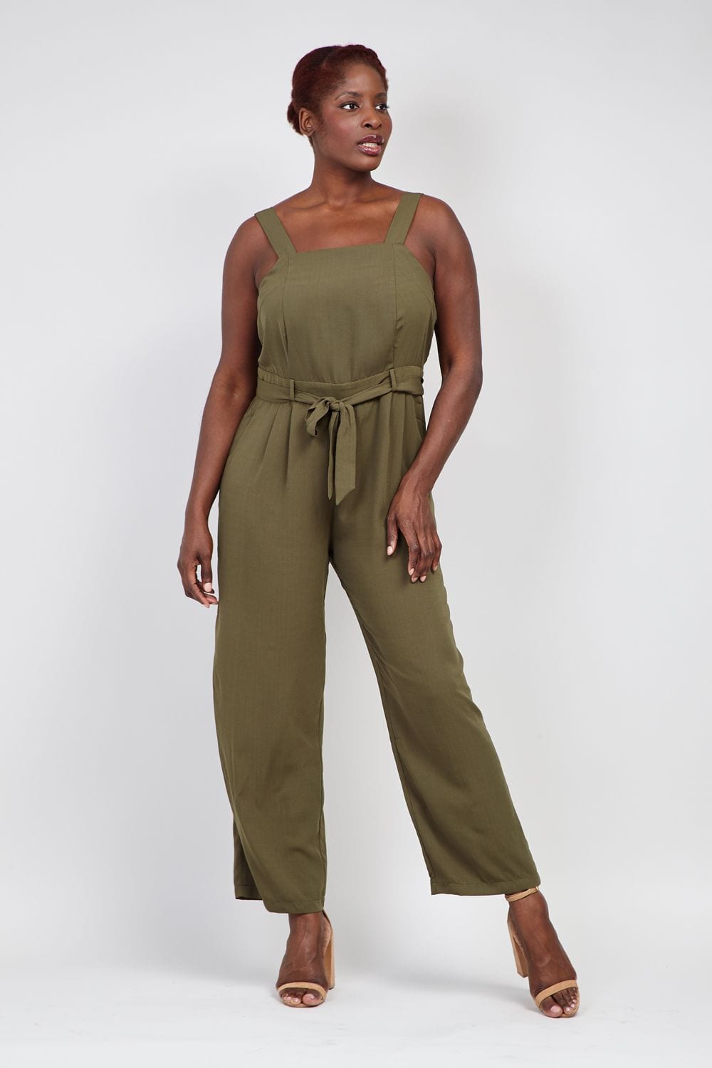 Khaki | Curve Soft Dungaree Jumpsuit