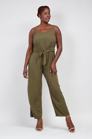 Khaki | Curve Soft Dungaree Jumpsuit