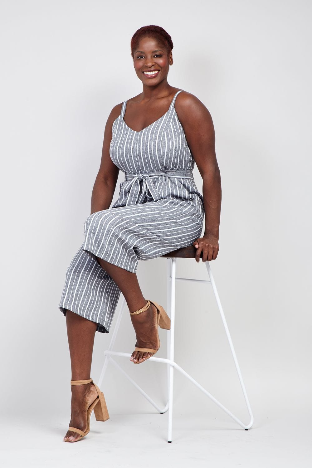 Grey | Curve Striped Wide Leg Jumpsuit