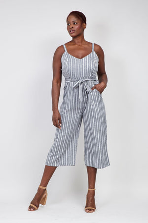 Grey | Curve Striped Wide Leg Jumpsuit