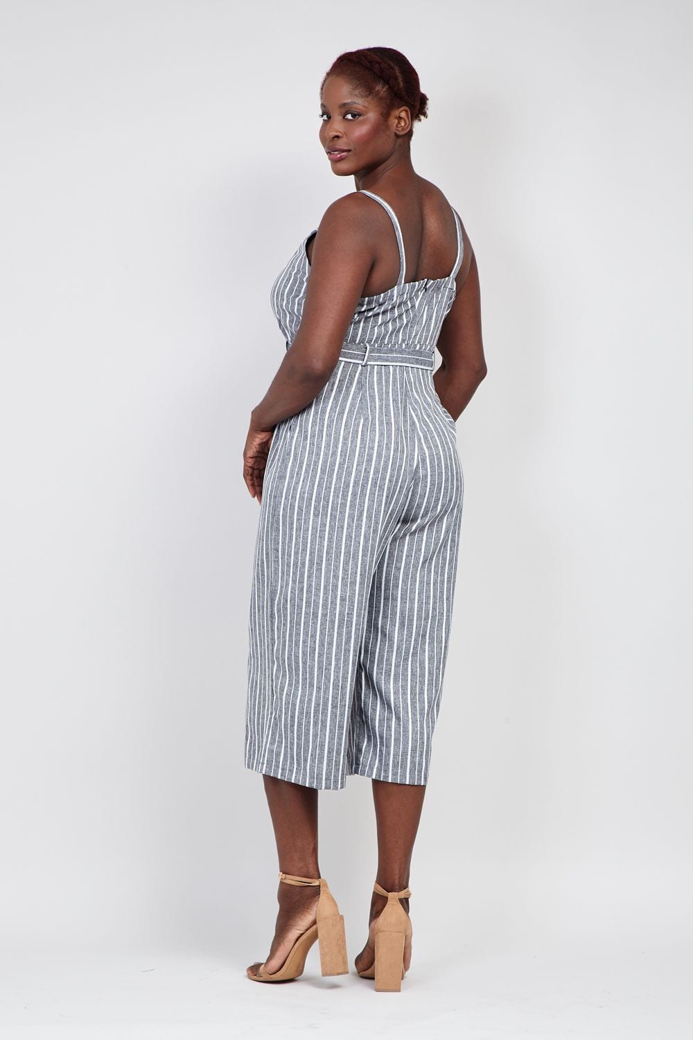 Grey | Curve Striped Wide Leg Jumpsuit