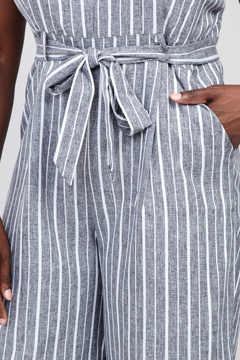 Grey | Curve Striped Wide Leg Jumpsuit