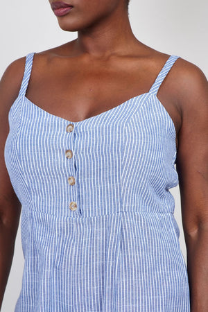 Blue | Curve Striped Cami Jumpsuit