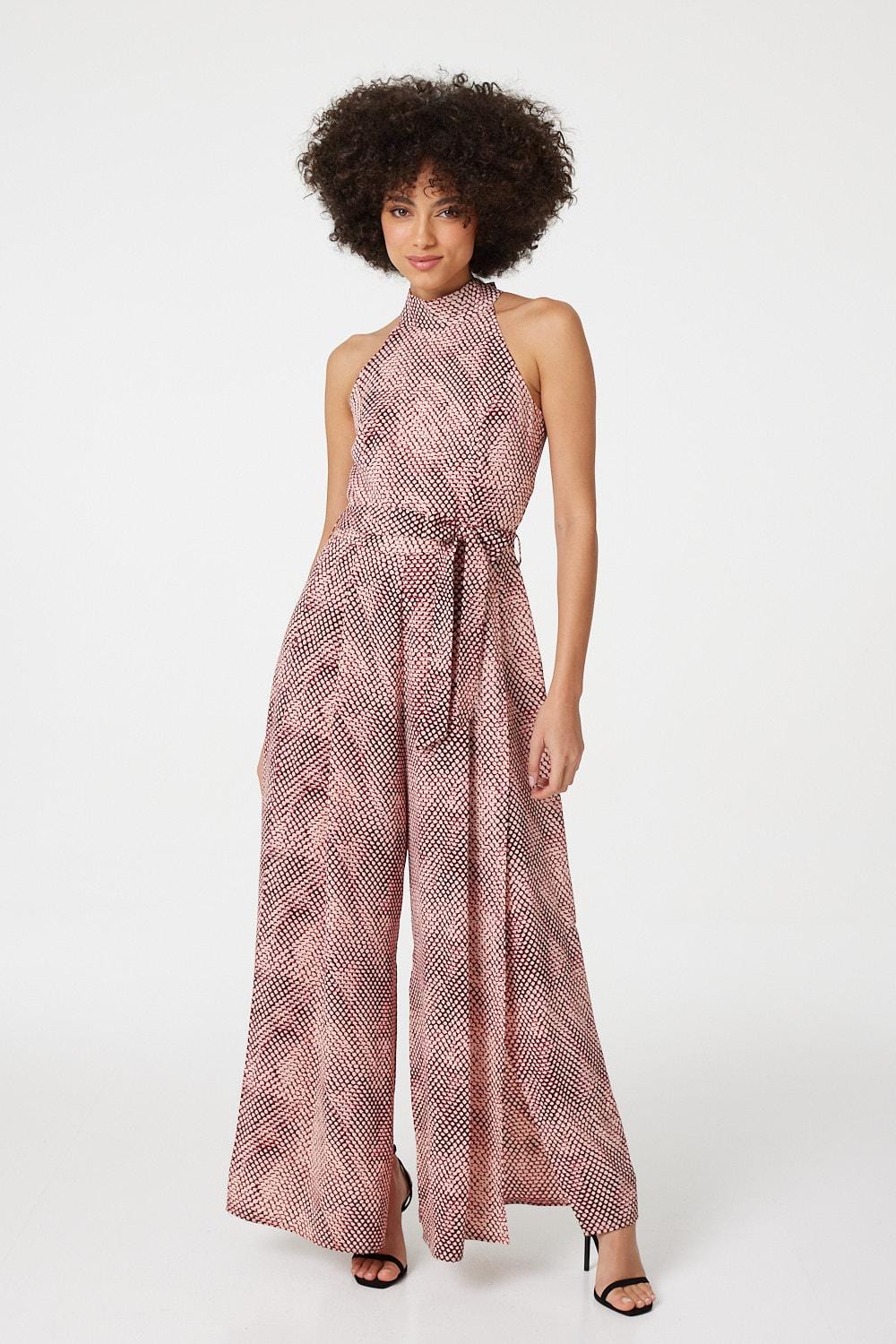 Red | Printed High Neck Jumpsuit