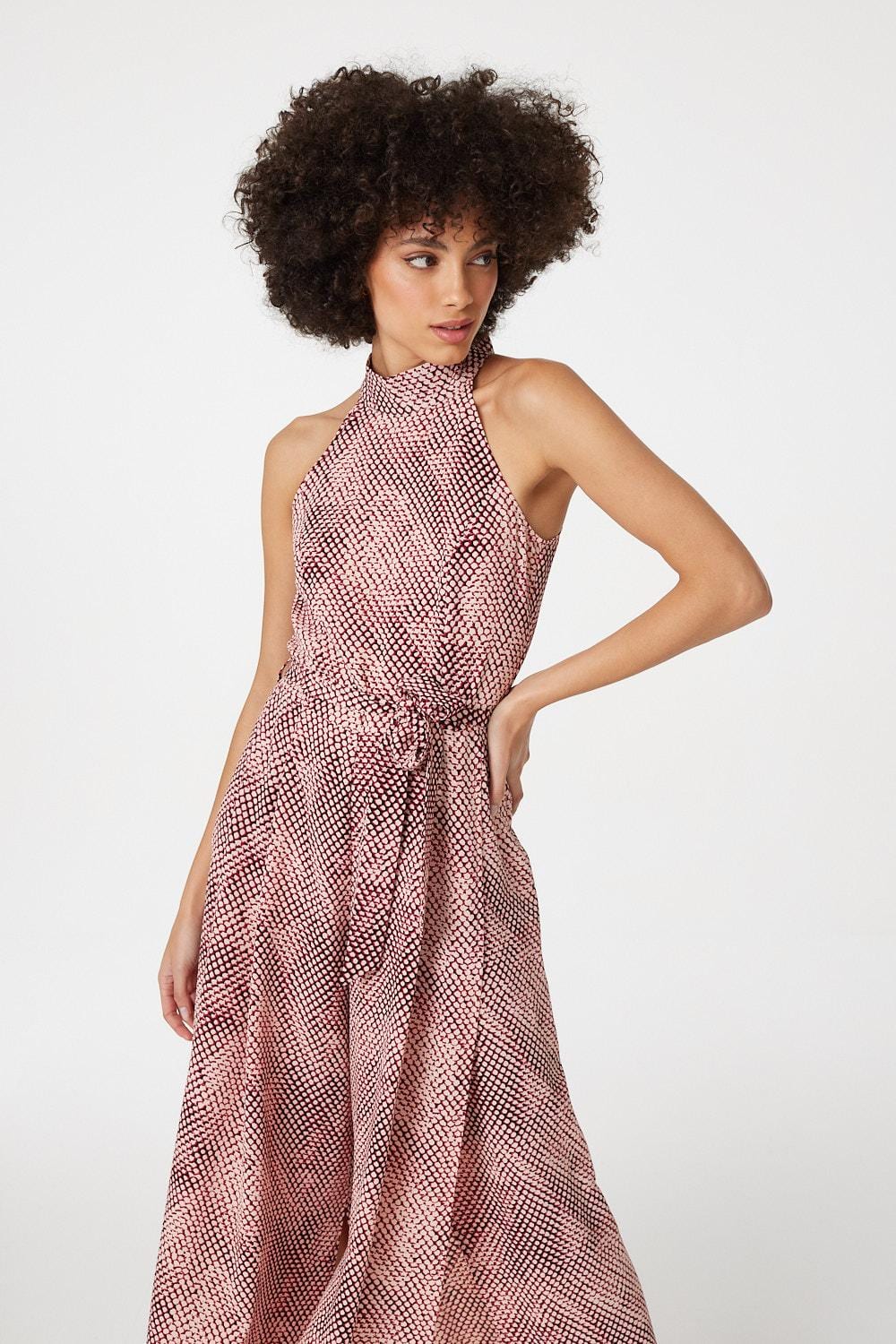 Red | Printed High Neck Jumpsuit