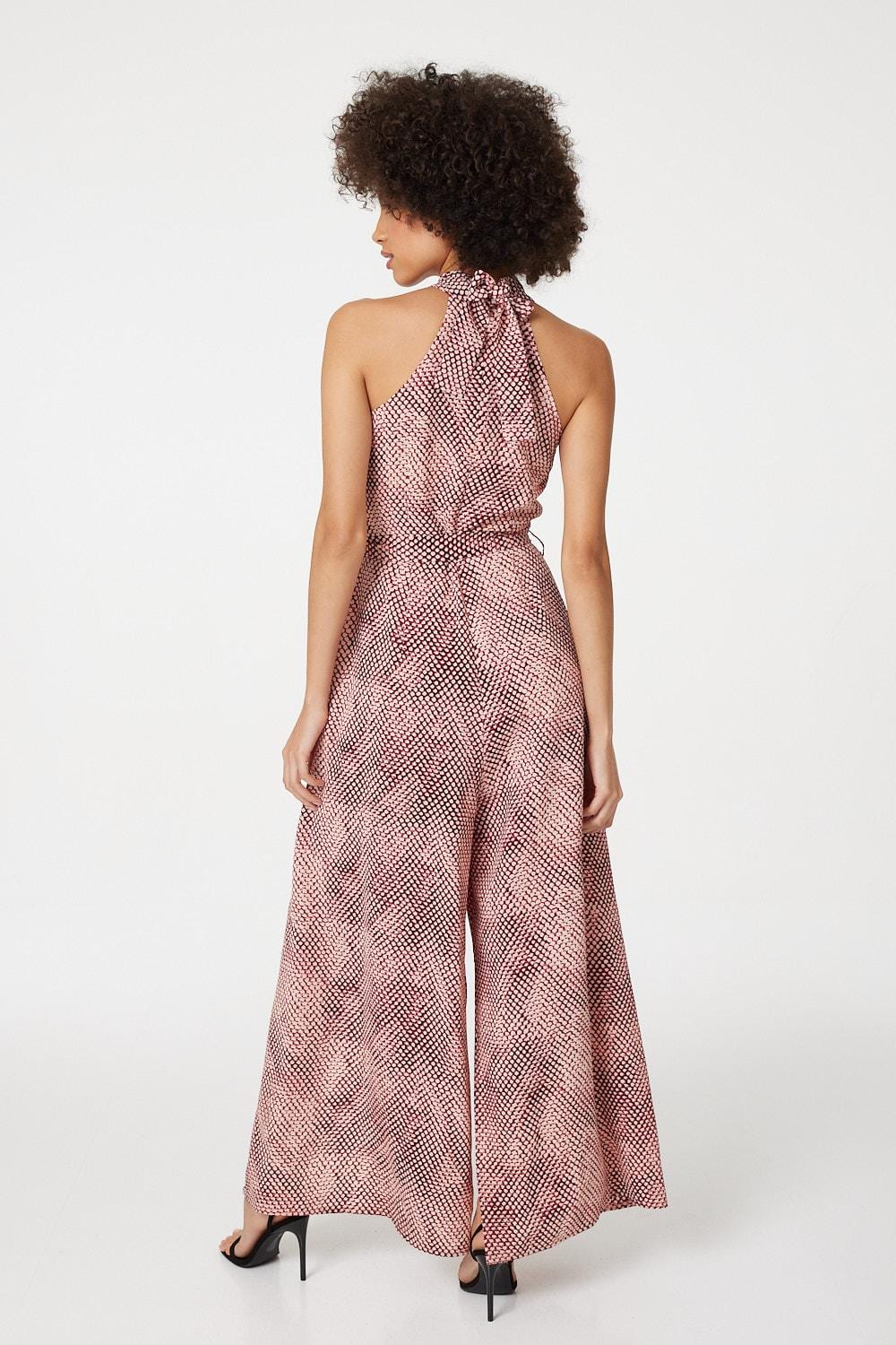 Red | Printed High Neck Jumpsuit