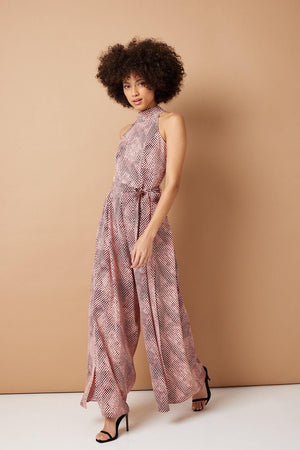 Red | Printed High Neck Jumpsuit