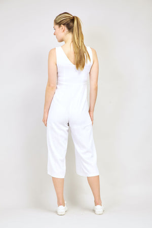 White | Button Front Jumpsuit