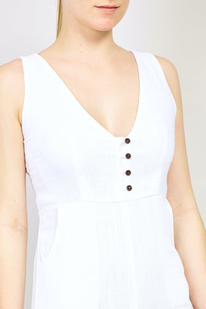 White | Button Front Jumpsuit