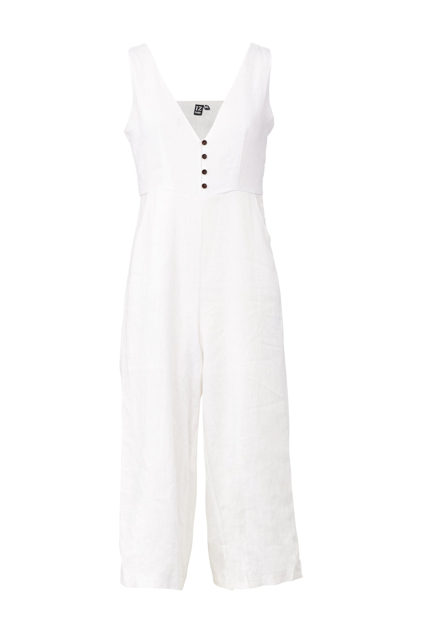 White | Button Front Jumpsuit
