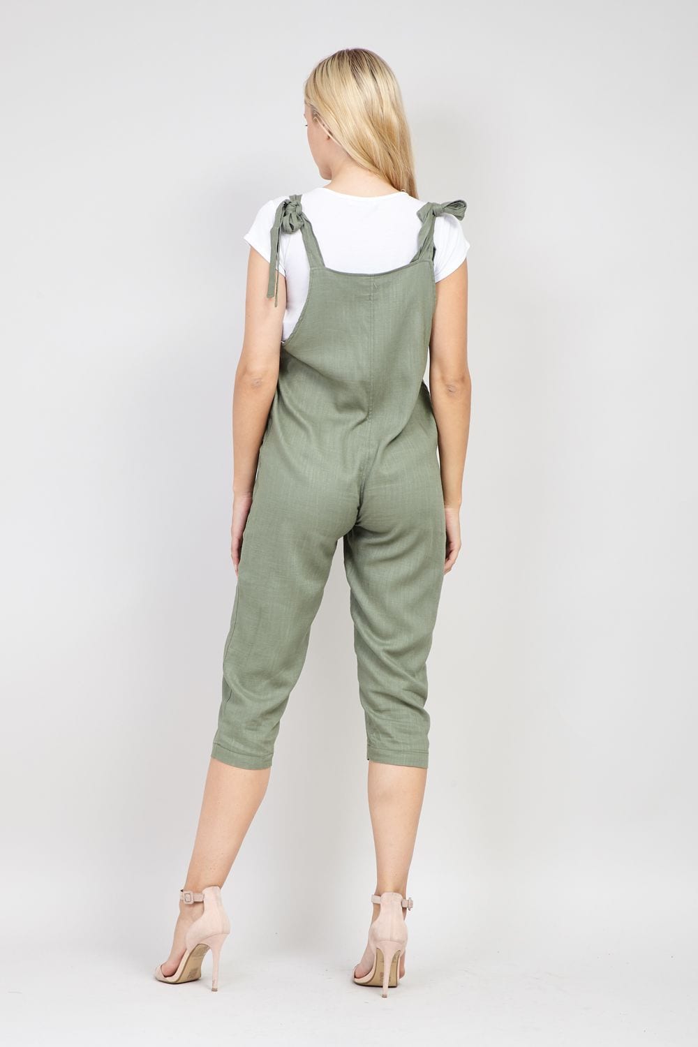 Green | Tie Shoulder Dungaree Jumpsuit