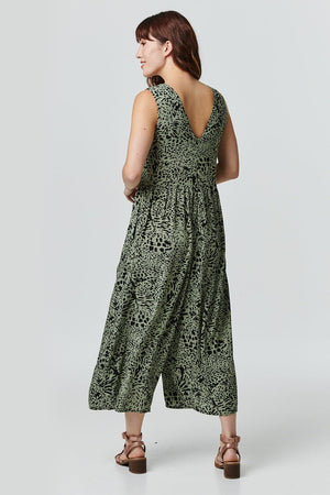 Sage | Animal Print Sleeveless Jumpsuit