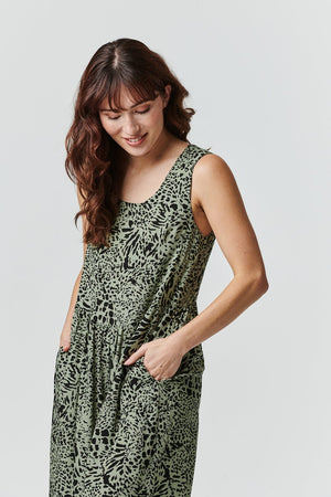Sage | Animal Print Sleeveless Jumpsuit