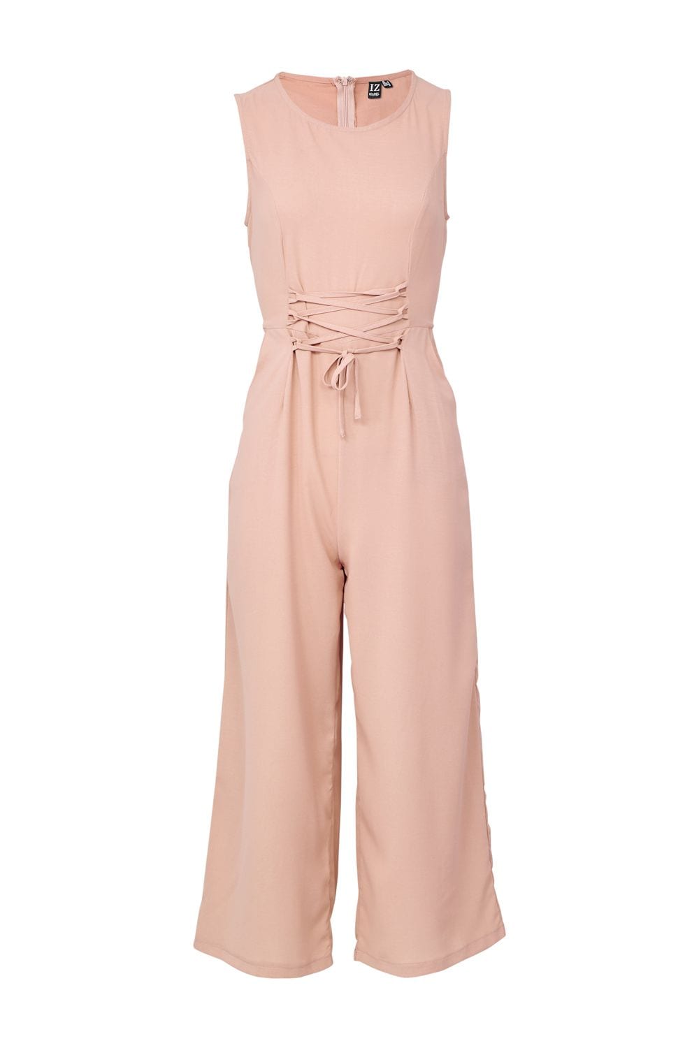 Pink | Lace Up Front Jumpsuit