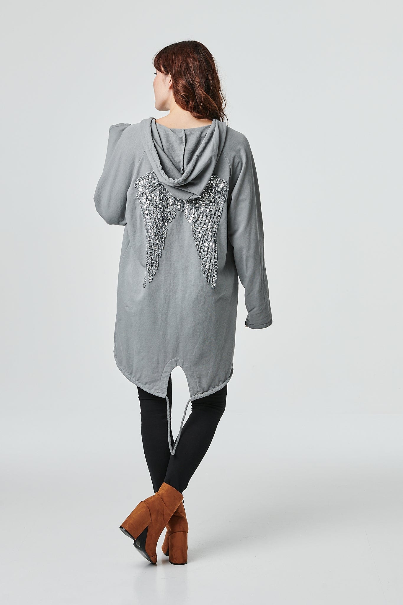 Grey | Zip Front Oversized Hoodie