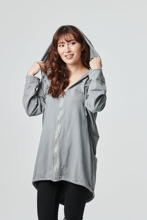 Grey | Zip Front Oversized Hoodie