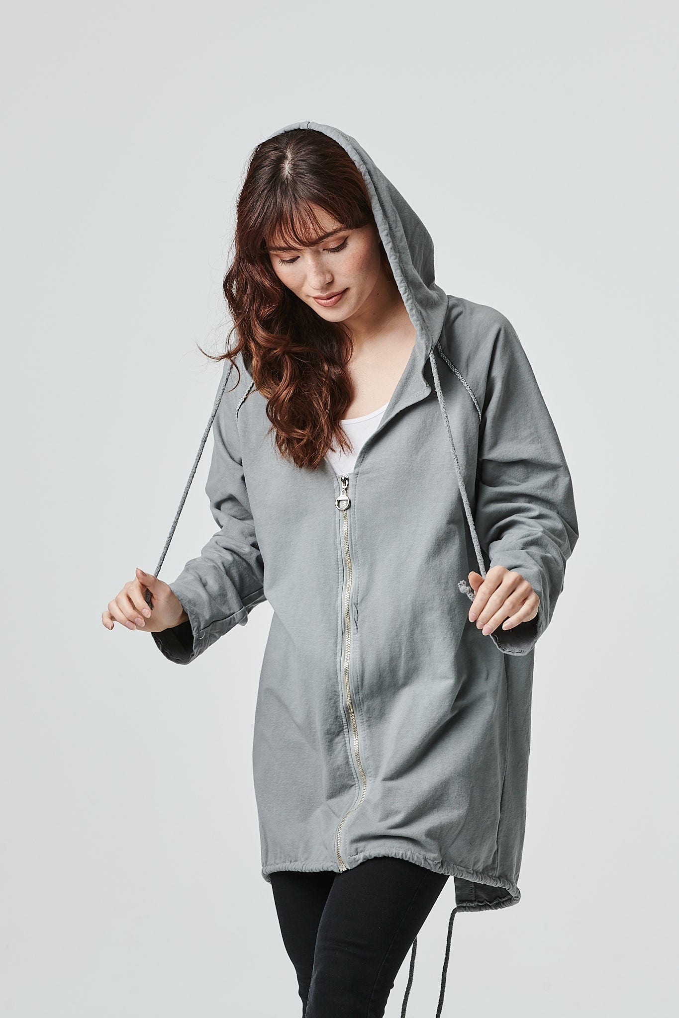 Grey | Zip Front Oversized Hoodie