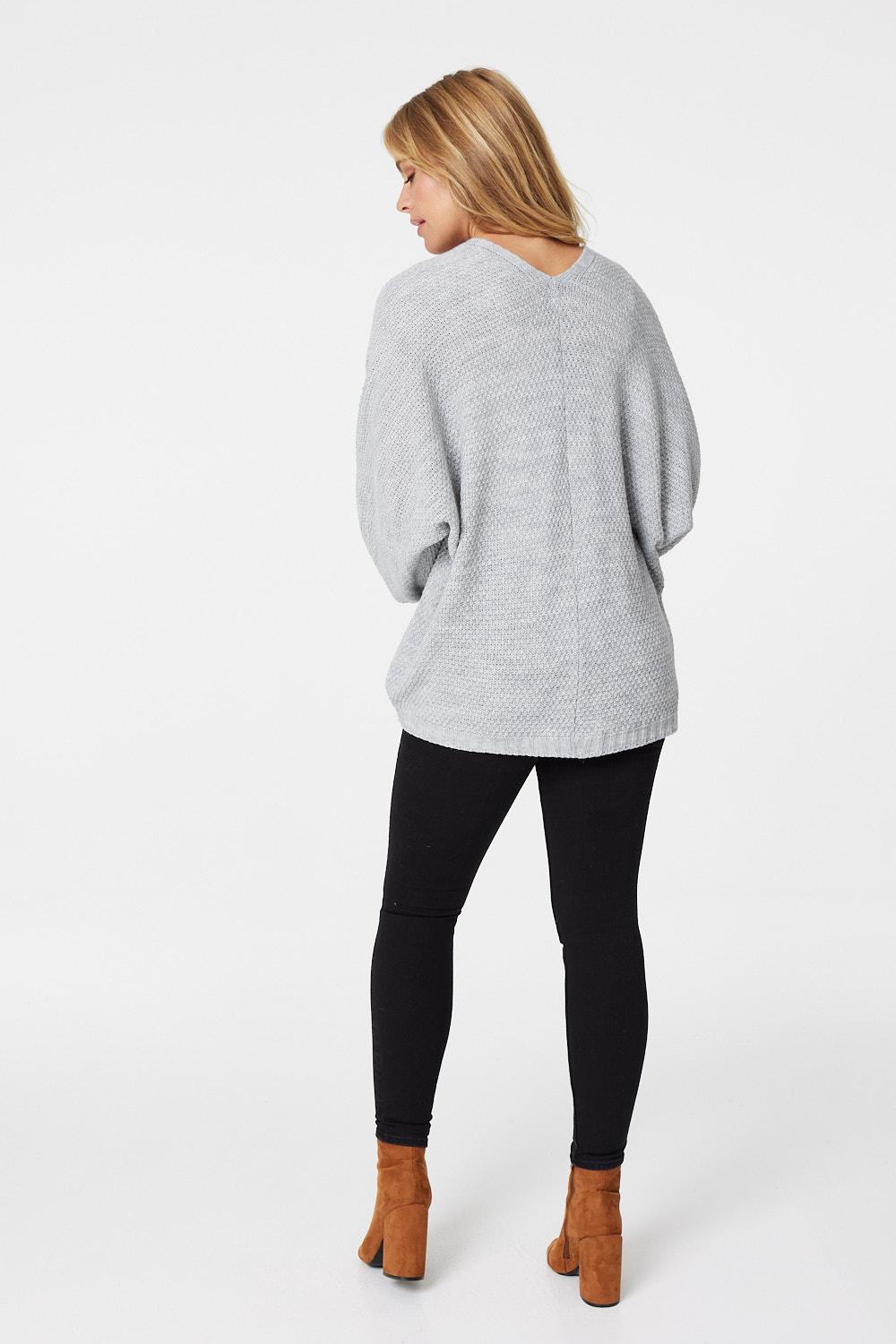 Grey | Open Front Knit Cardigan