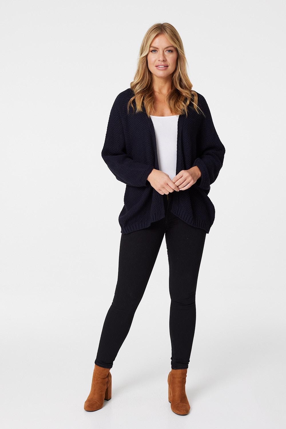 Navy | Open Front Knit Cardigan