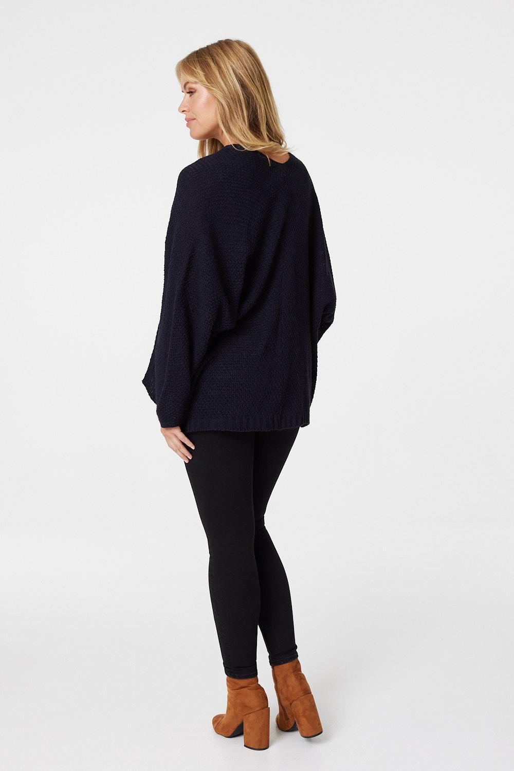 Navy | Open Front Knit Cardigan