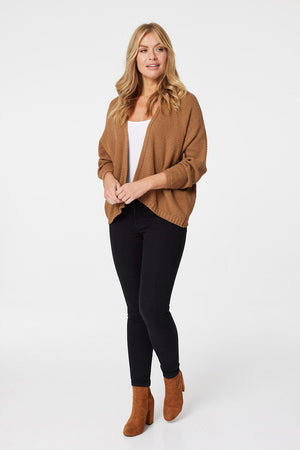 Tan | Open Front Knit Cardigan
