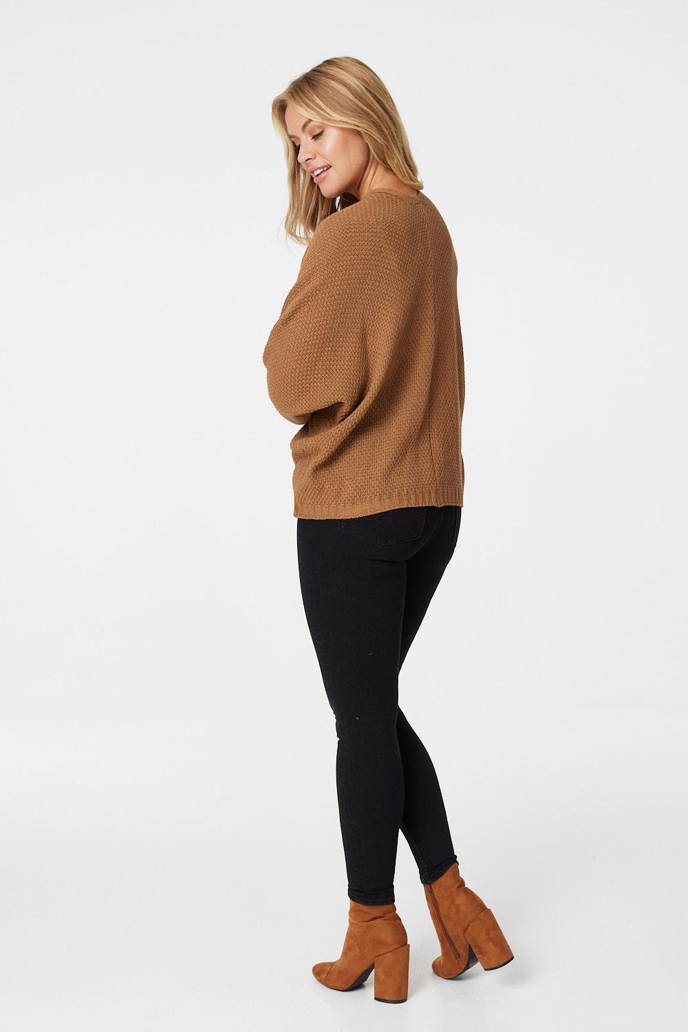 Tan | Open Front Knit Cardigan